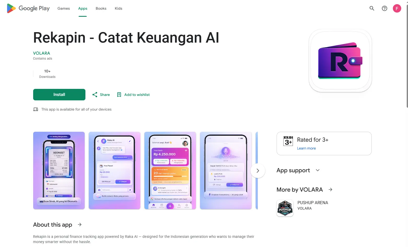 Screenshot proyek Rekapin — AI Finance Assistant — Asisten keuangan AI untuk pengguna Indonesia.